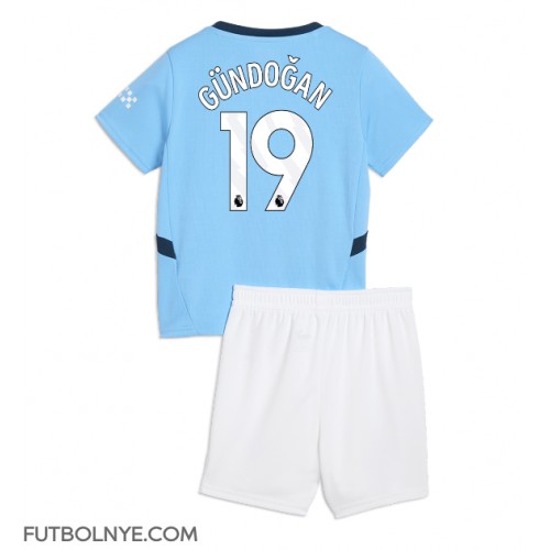 Camiseta Manchester City Ilkay Gundogan #19 Primera Equipación para niños 2024-25 manga corta (+ pantalones cortos)